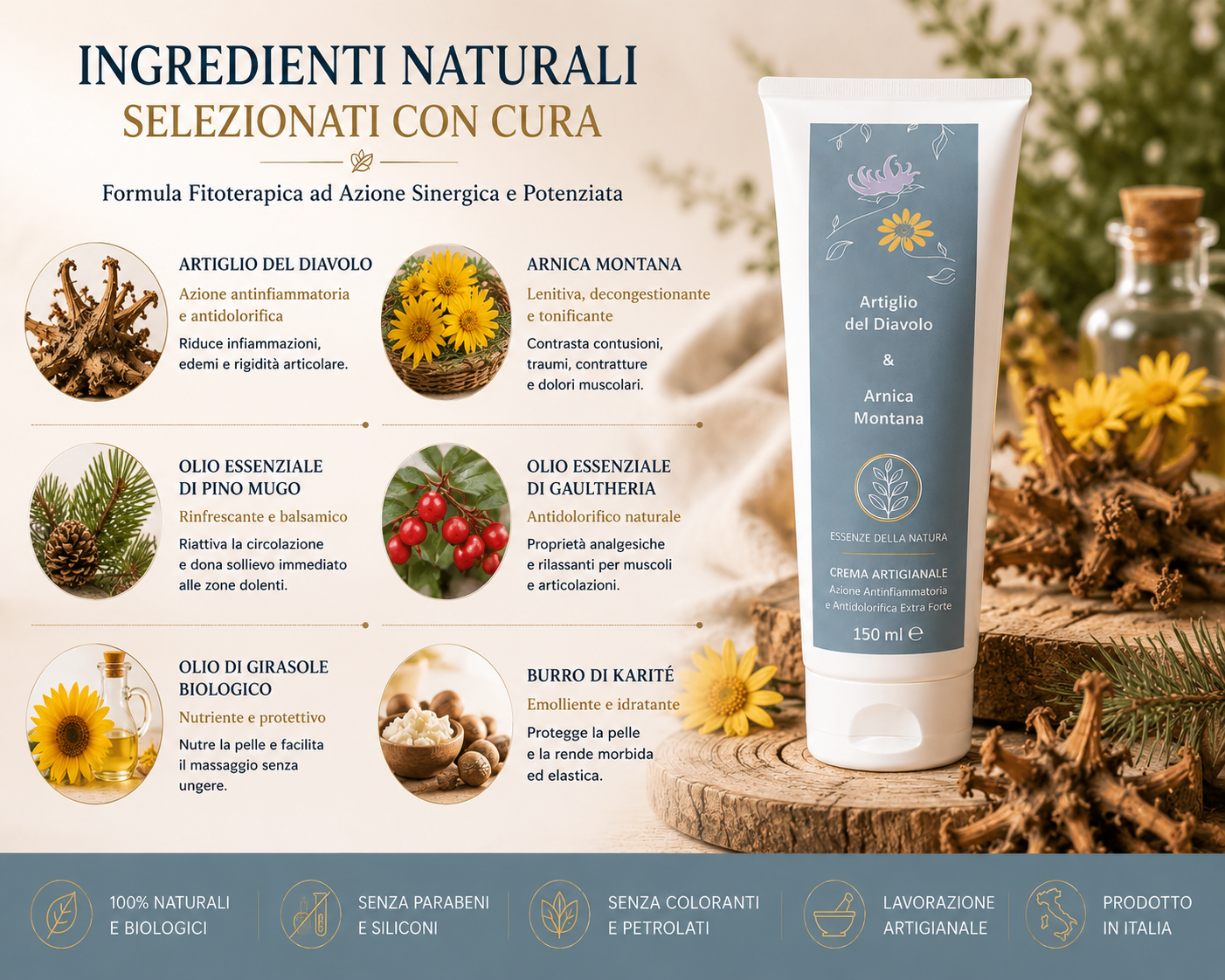 CREMA ALL’ARTIGLIO DEL DIAVOLO E ARNICA MONTANA