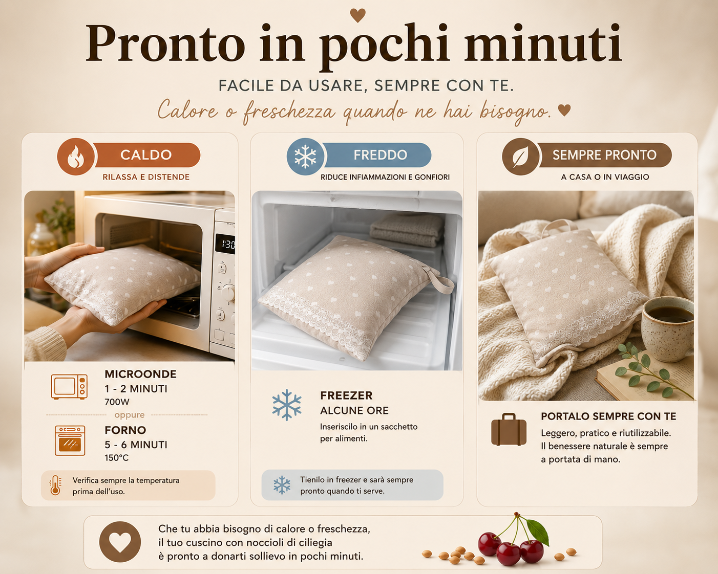 SACCHETTO CON NOCCIOLI DI CILIEGIA SFODERABILE