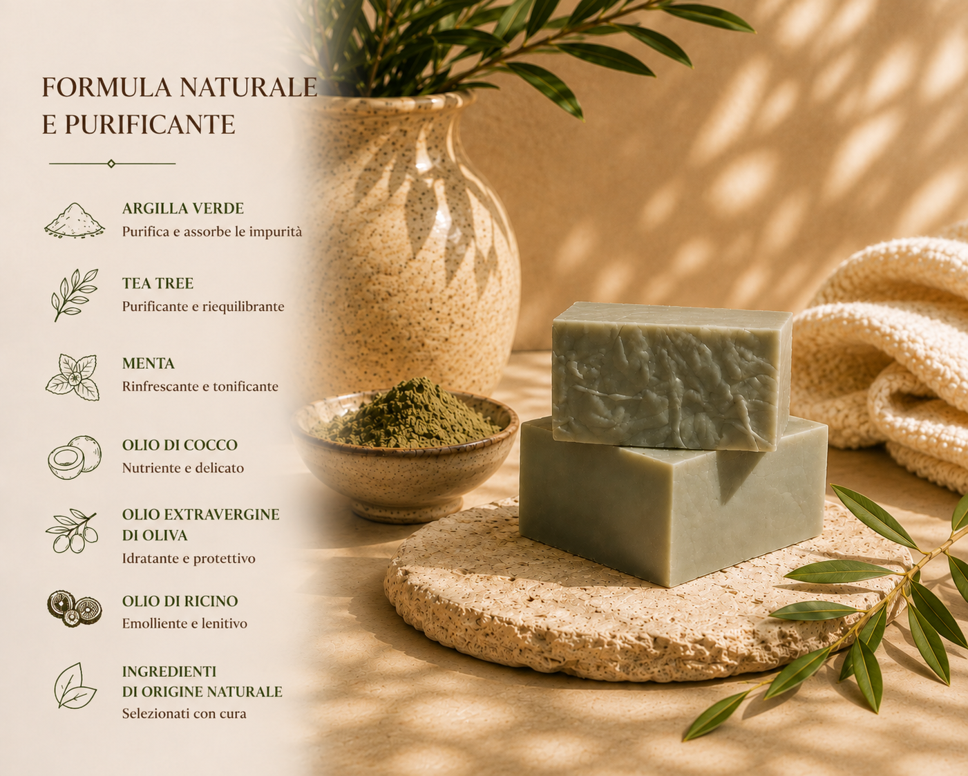 Sapone ARGILLA VERDE & TEA TREE